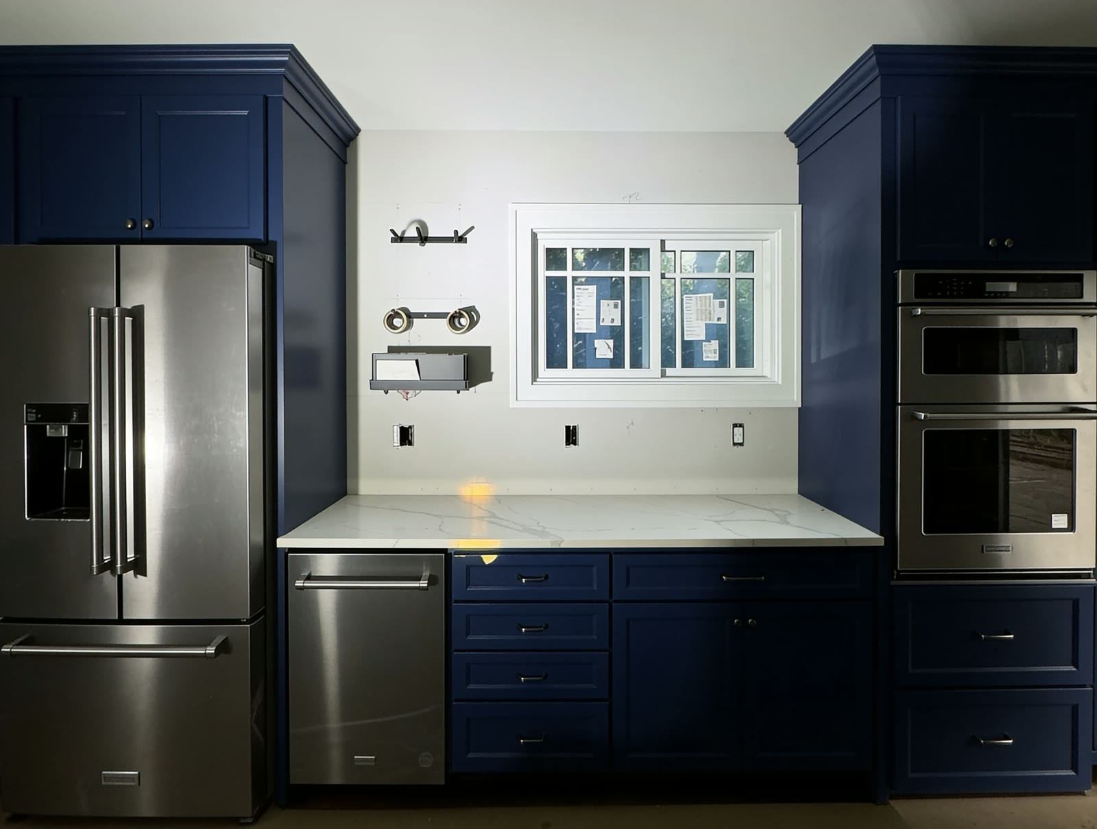 Cabinets, sage to navy, after