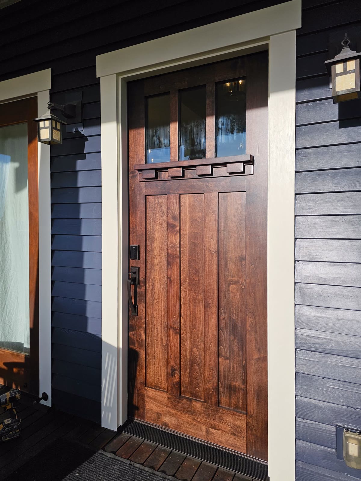 Craftsman entry door, hand stained, after