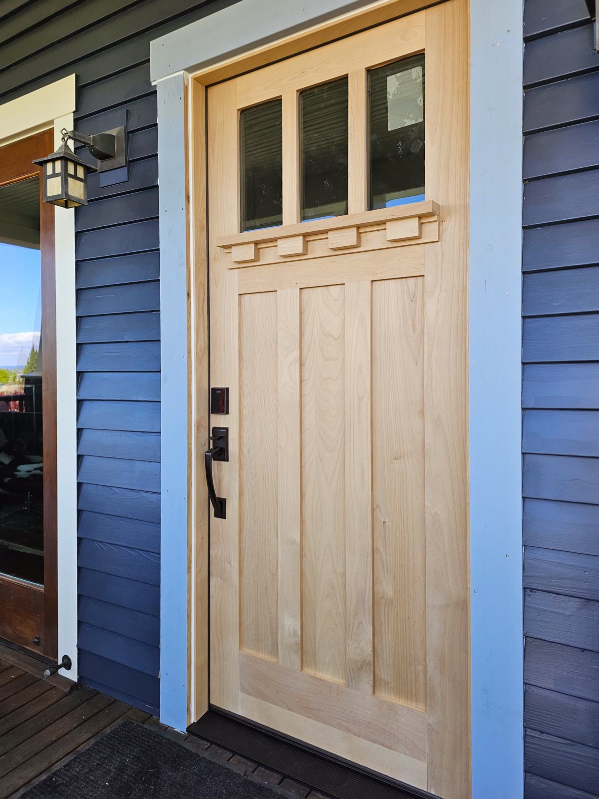 Craftsman entry door, hand stained, before
